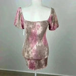 VIBE Pink Tie Dye Ruched Mini Dress Size M NWT Size M Photo 3