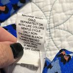 FOR THE REPUBLIC  women's size medium blue animal print blouse 3/4 sleeve bow tie Photo 5