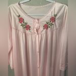 Vintage Lorraine PINK Nylon Floral Embroidered Nightgown Size Large Ice Pink GUC Photo 1