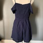 Anthropologie Like New Maddy Open Shoulder Romper Navy Photo 6