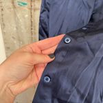 Lily Silk Basic Concealed Placket Silk Shirt in Navy Blue Photo 7