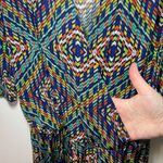 Veronica M  Womens Kimono Shorts Romper Multi Color Geometric Print Stretch Small Photo 3