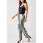 Anthropologie MAEVE x Colette Cropped Wide-Leg Sequin Pants, Silver, 25” Photo 1