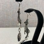 Silver Victorian Hand & Sun Dangle Ear Wire Earrings Gothic Witchy Jewelry Photo 3