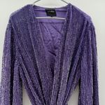 Retrofete Gabrielle Sequin Metal Purple Wrap Robe Mini Dress Sz S Photo 3
