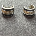 Sterling Silver Hoop Earrings Black Onyx Photo 3