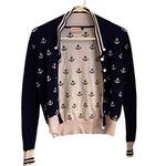 Banned Vintage Sailor Anchor Nautical Cardigan Retro pinup 50s inspired sweater Blue Size M Photo 0