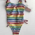 Juicy Couture NEW  Swimsuit Rainbow One Piece Medium Women‎ Open Side Strappy Photo 0