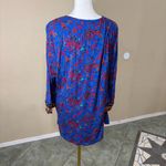 Soft Surroundings  Womans L Blue Floral Paisley Embroidered Beaded Boho Tunic Top Photo 5
