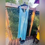 Vince NWT  Crinkled Satin Bias Cut Satin Maxi Dress size Medium light blue Photo 5