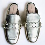 Stuart Weitzman  Metallic Pearlstud Embellished Mules Size 4 Photo 0