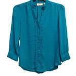 Anthropologie MOULINETTE SOEURS Button Down Shirt Silver Ball Button 3/4 Sleeve Photo 0