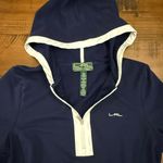 Lauren Ralph Lauren Active Hoodie Pullover Quarter Zip Navy White Trim Size M Blue Size M Photo 1