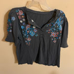 Sundance  Avril Embroidered Henley in Charcoal Photo 0