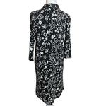 J. Jill Shirt Dress Small Black Floral Print Button Front Stretch Cotton Knit Black Photo 2