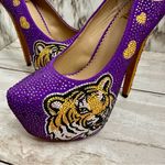 Herstar Women Sz 9 LSU Tigers Crystal Heels Pumps Shoes Purple Gold Glitter Glam Photo 9