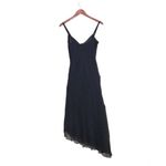 VTG 90's Y2K Black Beaded Silk Sleeveless Mesh Asymmetrical Cocktail Maxi Dress Size 8 Photo 2