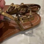 Lauren Ralph Lauren Leather Braided Slingback Thong Sandals Women's 7.5B Gold Size 7.5 Photo 4