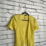 ZARA  Yellow Textured Knit Tie Front Cardigan Women’s Small Short Sleeve Crop Y2K Photo 2
