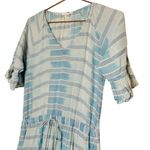 WARM Latitude Blue & White Short Sleeves Tie at Waist Flowy Maxi Dress Size M Size M Photo 6