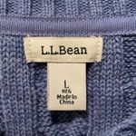 L.L.Bean Large Cable Knit Fisherman Sweater 100% Cotton Sky Blue Pullover Photo 2