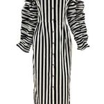 Anna October Off the Shoulder Stripe Dress Black White Midi Ruffle Sleeves Size undefined Photo 0