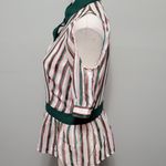 Eye Candy red green striped cutout cold shoulder blouse size medium Photo 4