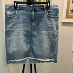 Caslon Denim Skirt with Frayed Hem high low mini Photo 0