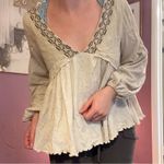 Miss Me  Linen Babydoll Lace Embroidered V-Neck Top Flowy Coastal Cowgirl Photo 8