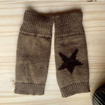Moda Knit Fingerless Gloves Hand Warmers with Black Star Design Photo 2