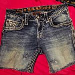 Rock Revival Dark Blue Denim Shorts with Embroidery Photo 2