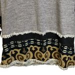 Yak & Yeti Gray Black Brown 3/4 Sleeve Tunic Sweatshirt Folksy Art to Wear Large Photo 2