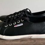 Superga Faux Black Leather Fantasia Women's Lace Up Low Sneaker Size 7.5 Photo 2