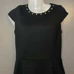 Michael Kors Michael Dress Womens XS Black Stud Neck Cap Sleeve Zip Back Sheath Photo 0