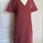 Theory  Crepe Shift Banded V-Neck Admiral Deep Rose Dress Photo 2