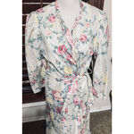 Hanky Panky Vintage 80s Robe Women's  floral long belted pockets lounge cottage Photo 1