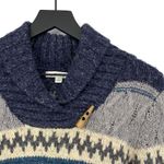 Orvis Fair Isle Chunky Knit Cowl Neck Sweater Grey Blue Cream S Photo 2