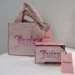 Juicy Couture  Pink Rhinestone Velour Handbag and Wallet Set Photo 0