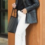 Avec Les Filles Oversized Faux Leather Blazer Jacket in Black Size Medium Photo 6