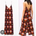 ZARA  Blue Red Diamond Printed Midi Dress Size Medium Photo 1