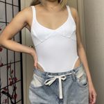 For Love & Lemons White Open-Back Ribbed Tank-Top High-Rise Bodysuit | Photo 0