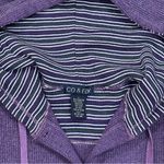 Co & Eddy Purple Waffle Knit Button Up Tunic Hoodie Size Large Photo 5