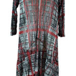 Comfy USA Red Black Abstract Asymmetrical Tunic Dress Artsy Stretch M Sheet Size M Photo 0