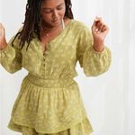 Aerie $75 Size Medium Green Floral Boho Lightweight Rock 'n' Ruffle Mini Dress Photo 3