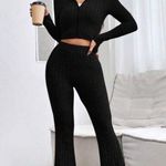 Black Ribbed Knit Women's Pants & Jumpsuit Set Size undefined Photo 5