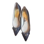 Michael Kors Navy Patent Leather Pointed Toe Bow Kitten Heel Pumps size 11 Photo 1