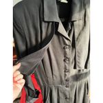 Vintage 1980s STUDIO 1 Black Button Midi Trench Dress Gothic Alt Artsy Whimsy Size L Photo 2