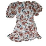 Rebecca Taylor  silk mini floral bridal ruffle cinched‎ dress balloon sleeve 12 Photo 2