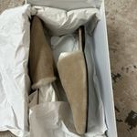 Proenza Schouler  Shearling Trim Suede Flat Mules Size 38 - Light Beige Brand New Photo 4