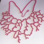 Bright Pink CZ Rhinestone Leaf Branch Handmade Unique Boho Statement Necklace Photo 3